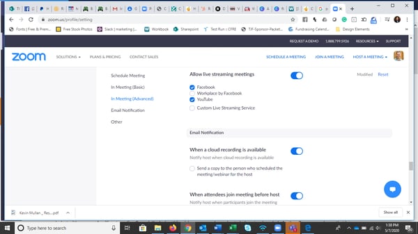 Zoom Advanced Settings